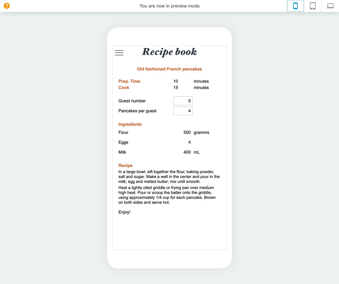 Convert an Excel file into a Mobile app