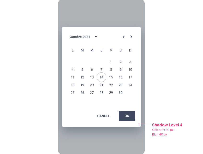 Shadow on mobile date picker